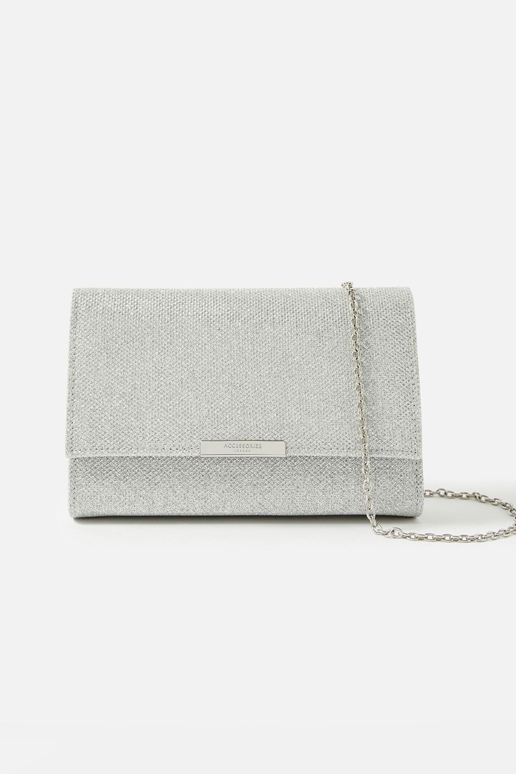 Silver store prom clutch