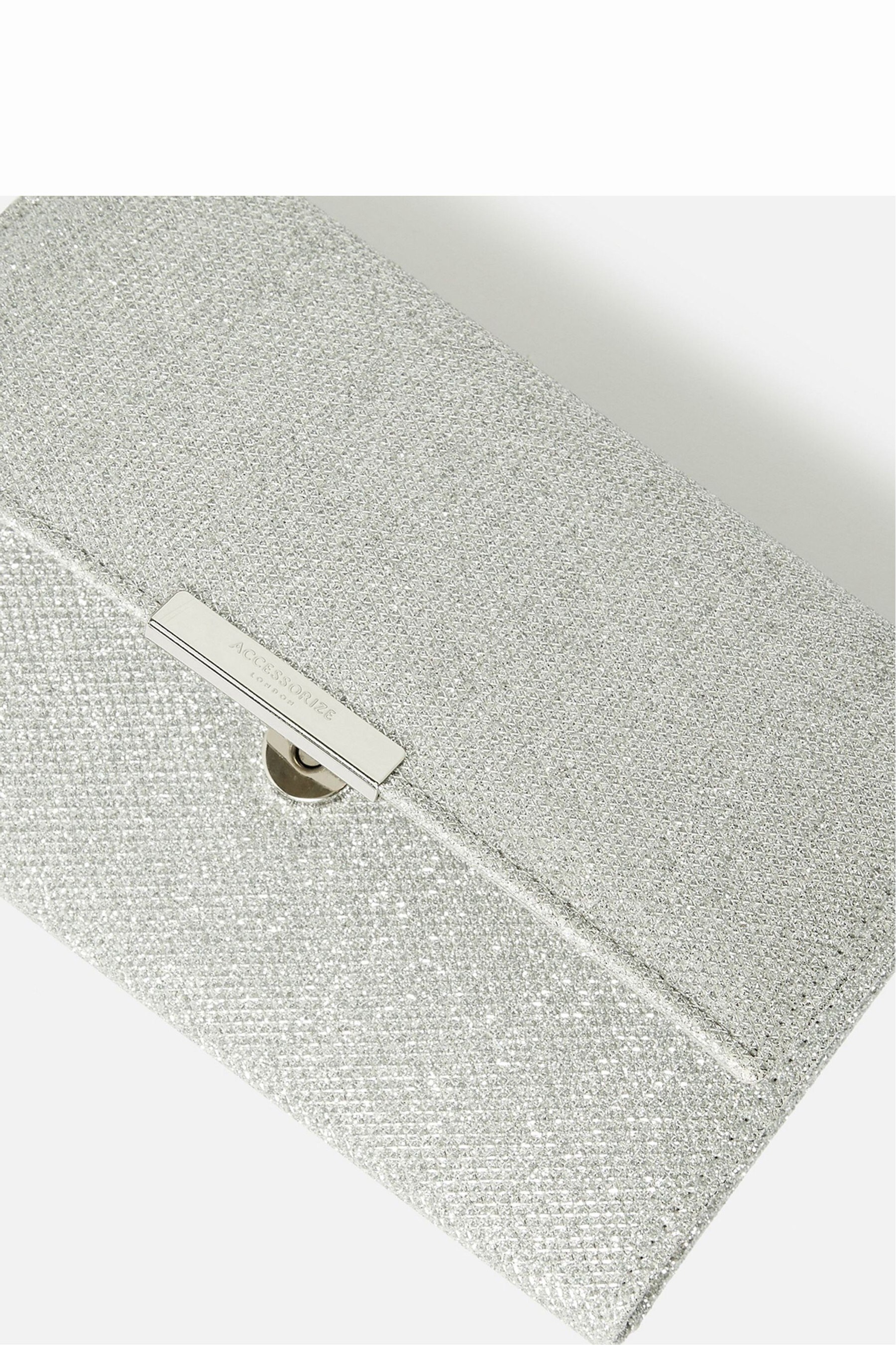 Accessorize Silver Box Clutch Bag