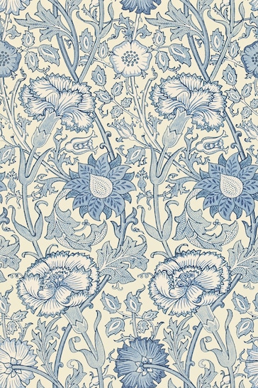 Morris & Co. Blue Pink Rose Wallpaper Wallpaper