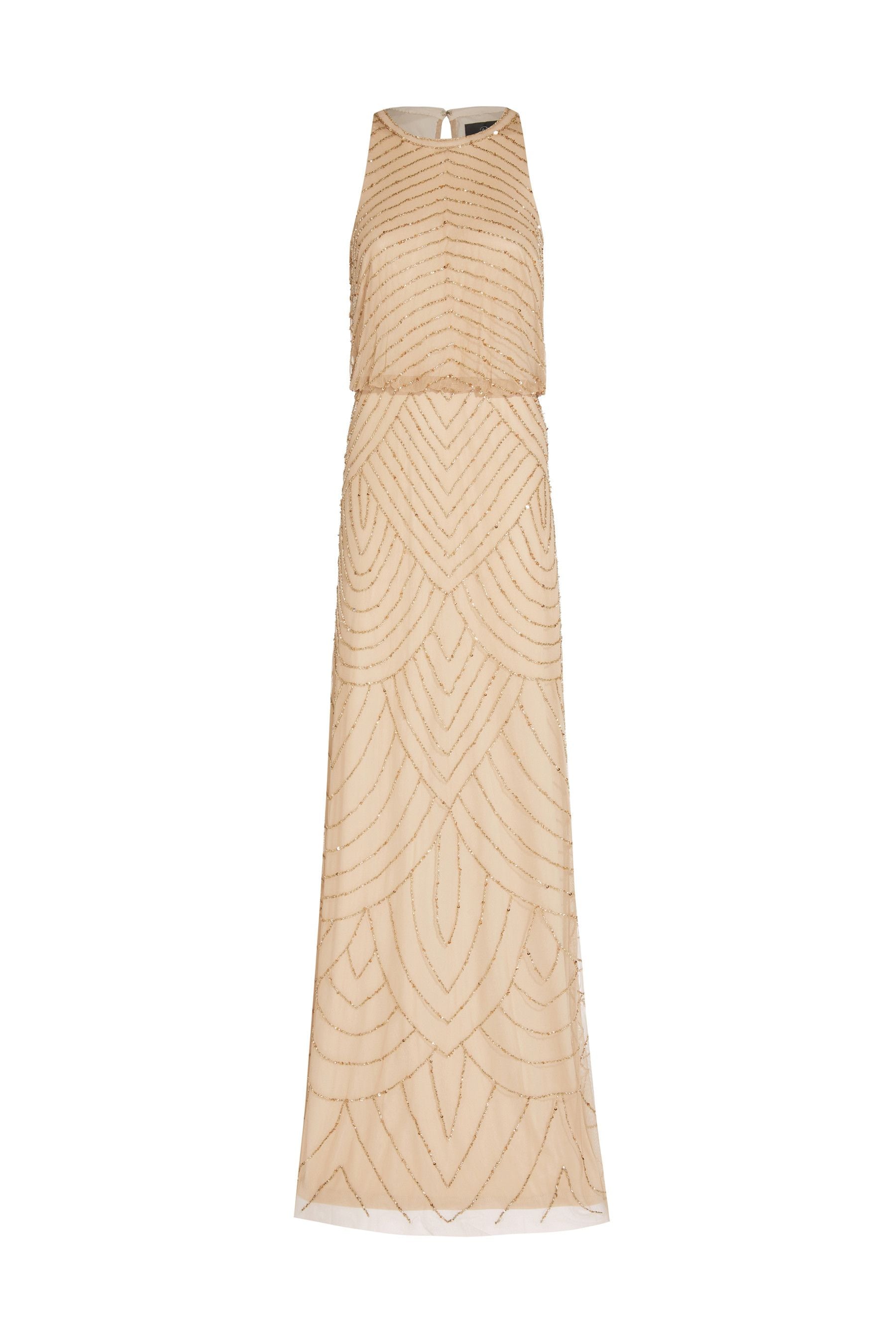 Adrianna papell beaded blouson halter gown shop
