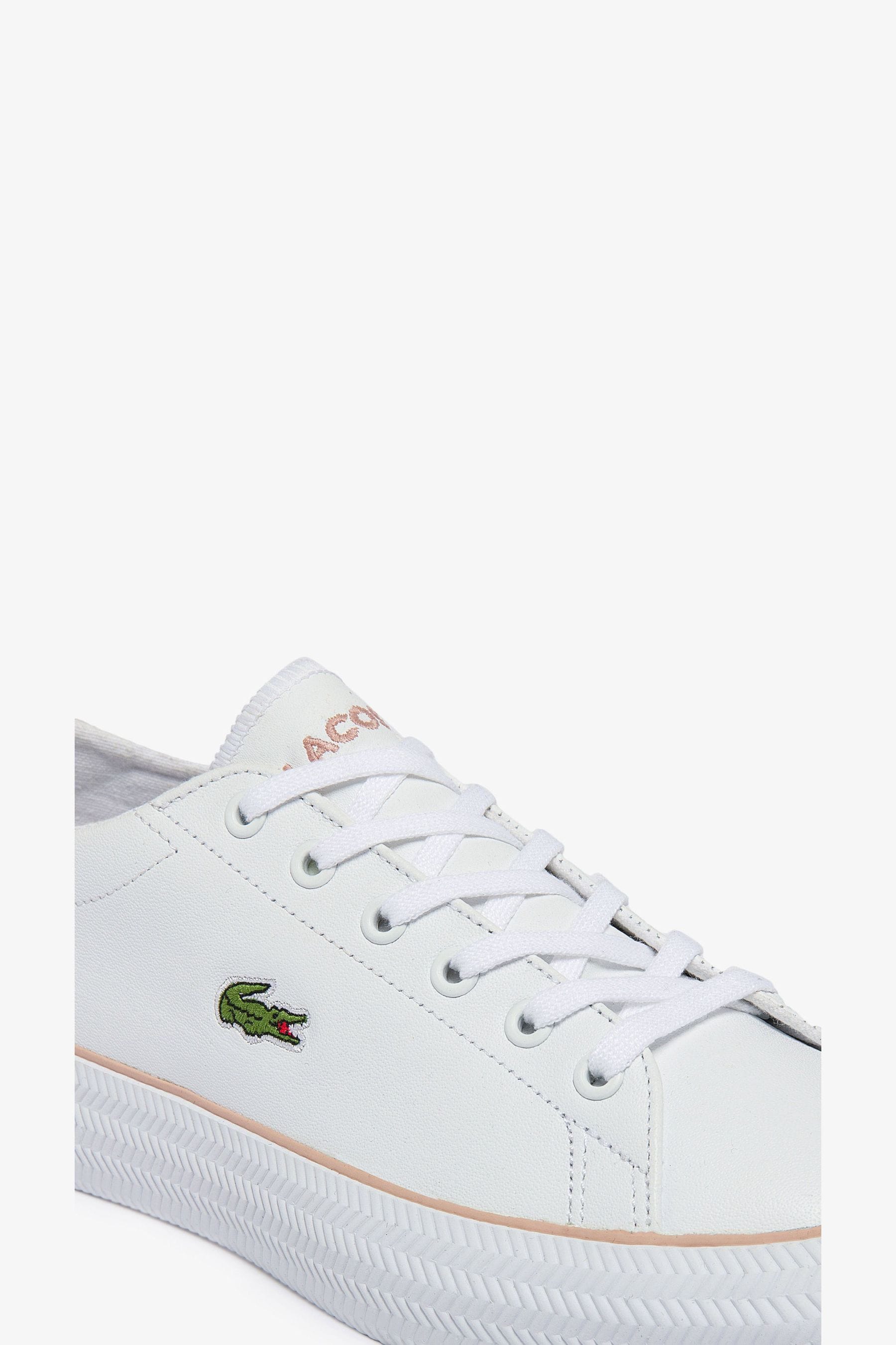 White and pink lacoste trainers deals
