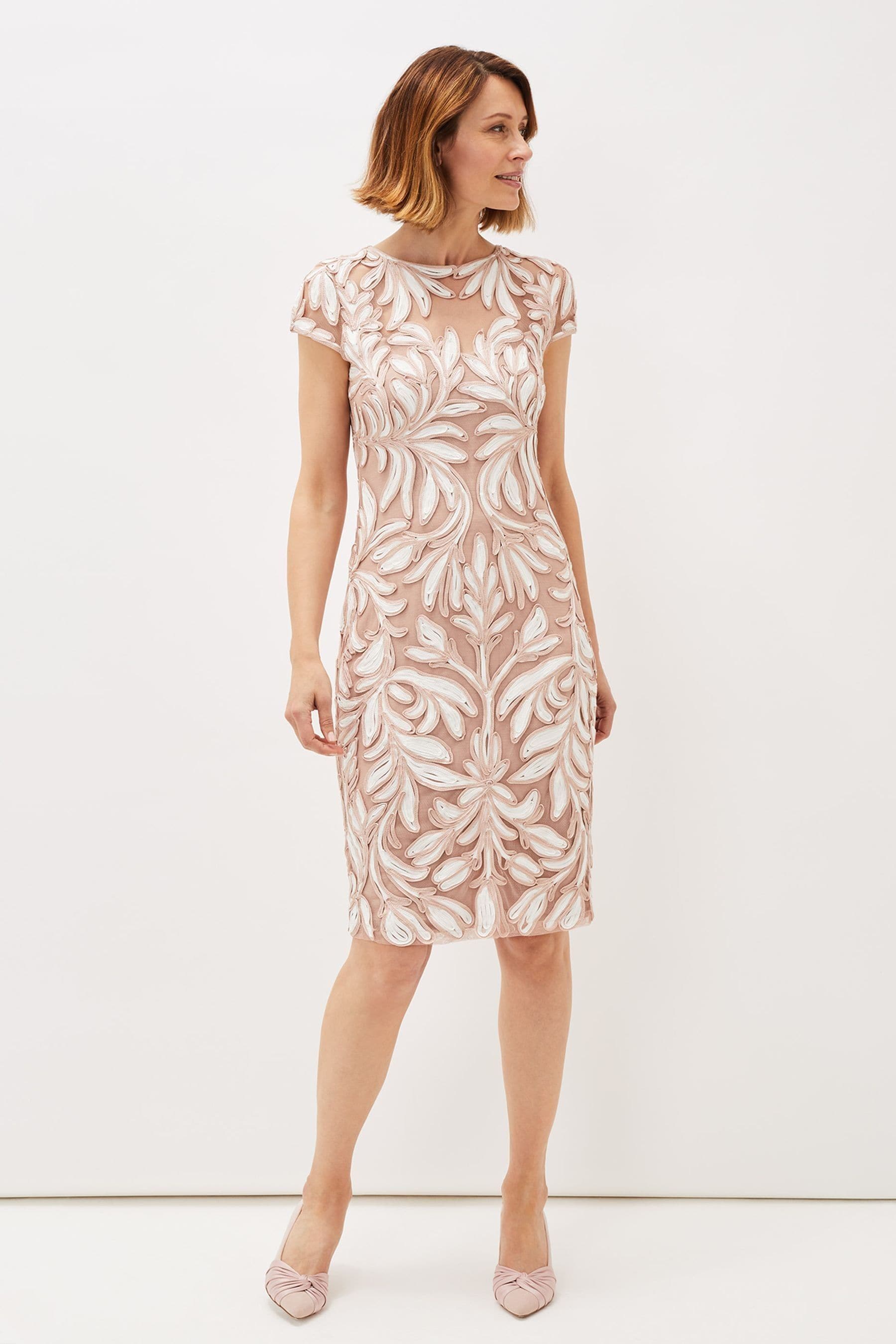 Buy Phase Eight Pink Anastasia Tapework Lace Dress from the Next