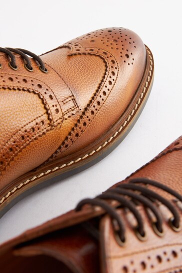 Tan Brown Modern Heritage Leather Brogue Shoes