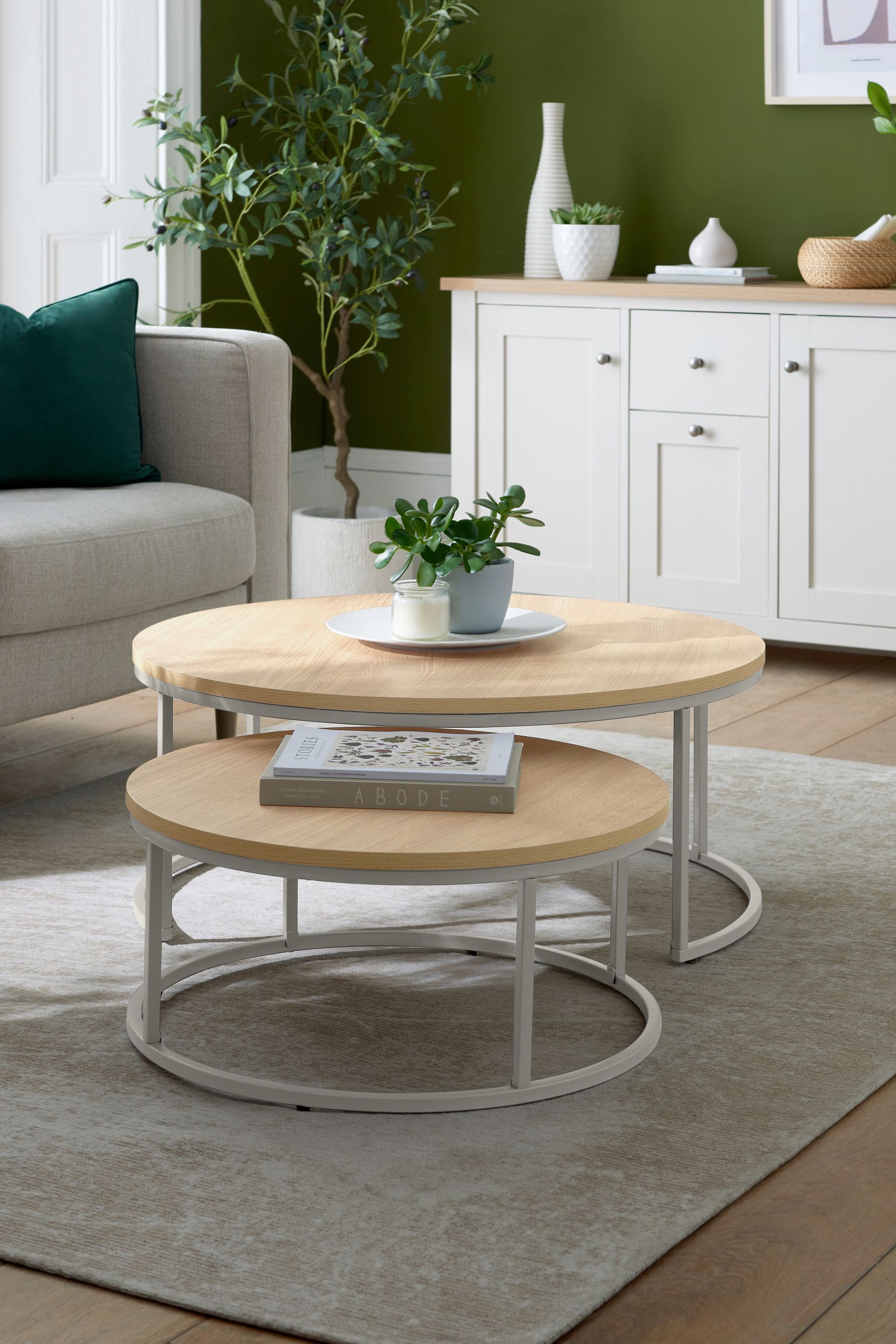 Buy Dove Grey Malvern Oak Effect Nesting Coffee Table from the