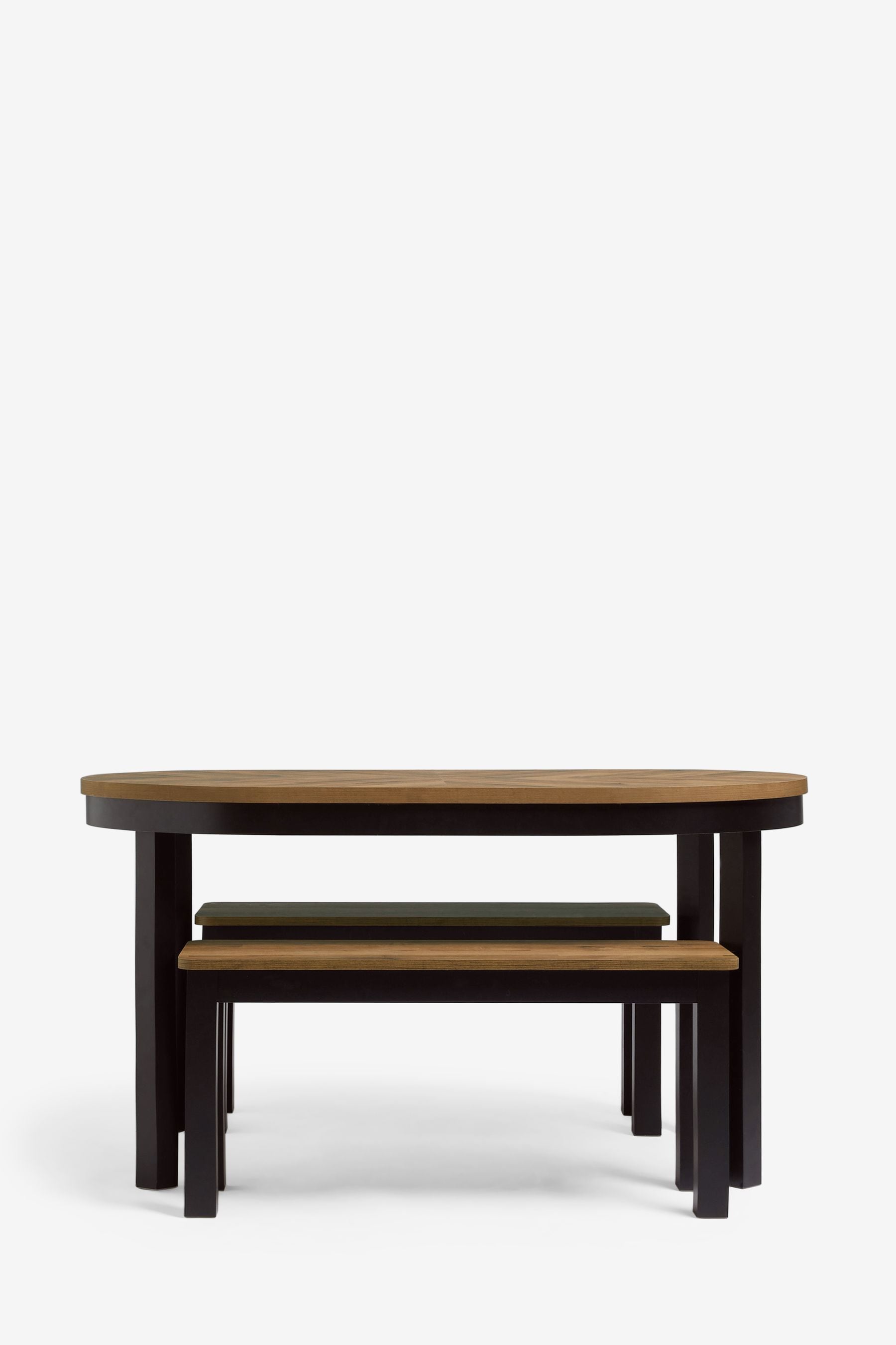 Oak dining table and clearance bench set next