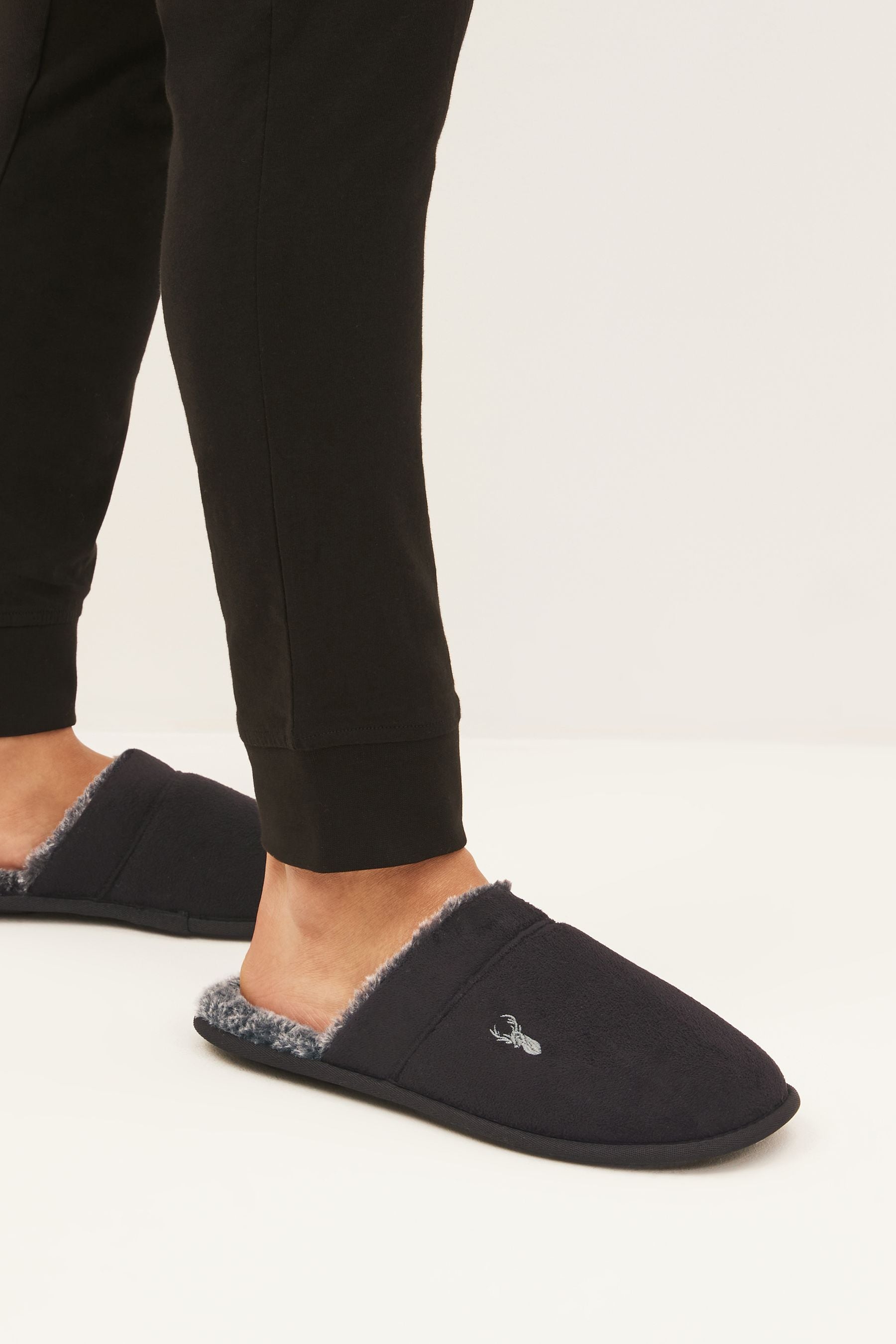 Black faux fur lined mule shop