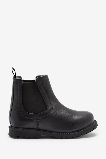 Black Standard Fit (F) Thinsulate™ Warm Lined Leather Chelsea Boots