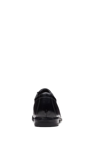 Clarks Black Leather Cap Wide Fit Shoes