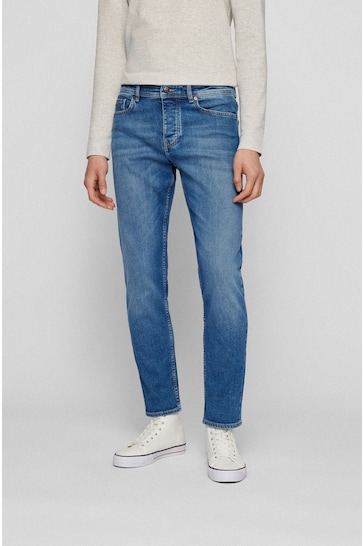 BOSS Blue Denim Regular Fit Taper Comfort Stretch Denim Jeans