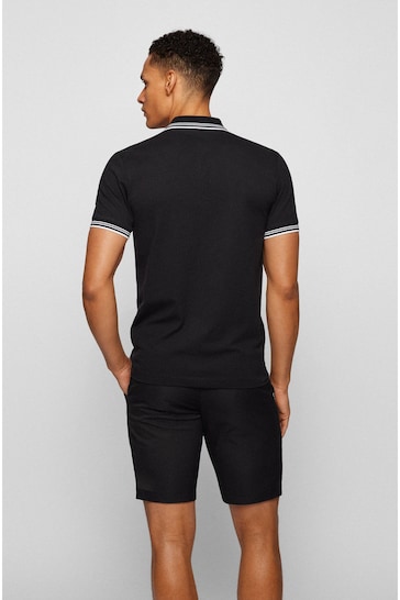 BOSS Black Tipped Slim Fit Stretch Cotton Polo Shirt