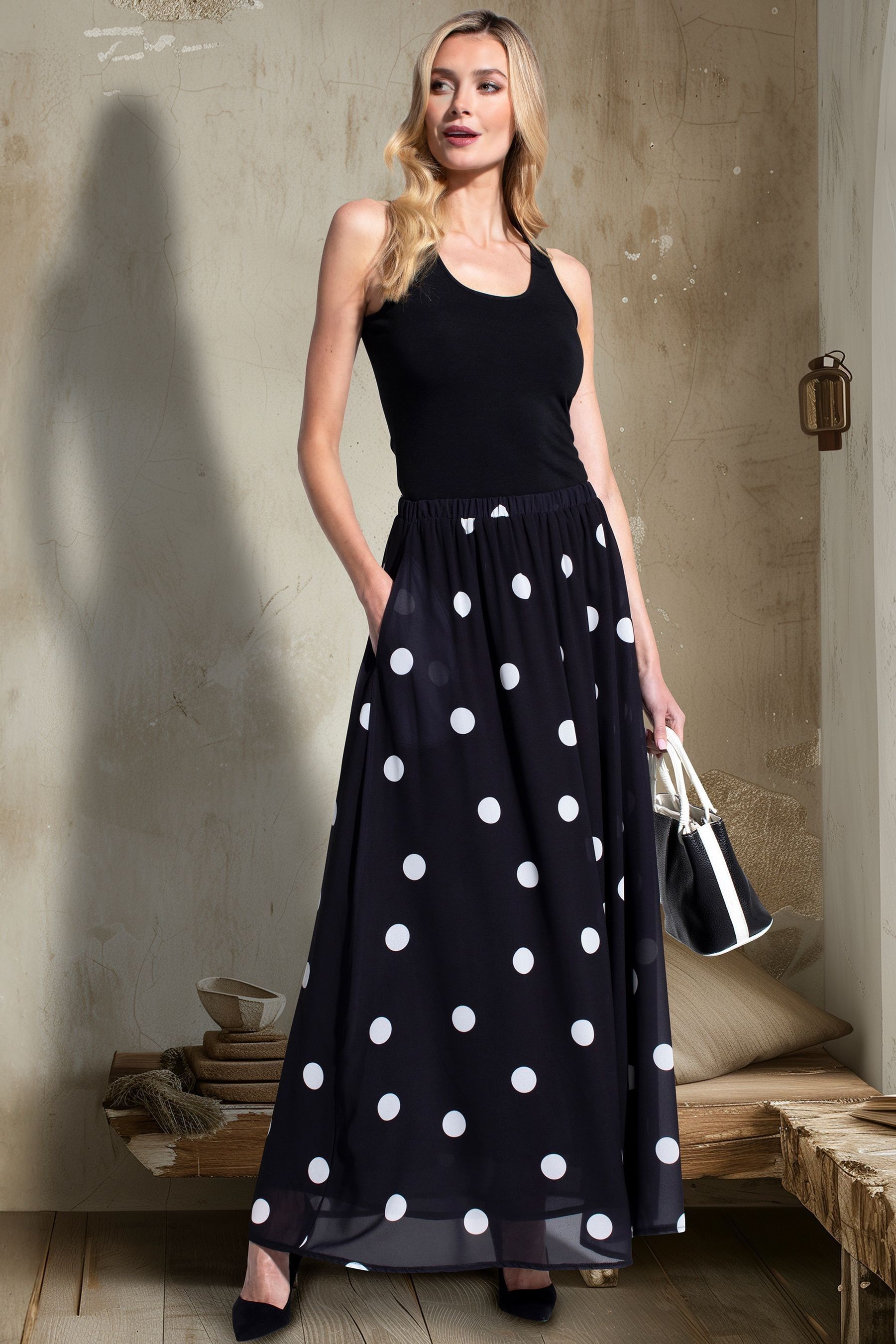 Black chiffon maxi skirt uk outlet