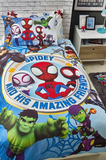 Spidey and His Amazing Friends Blue 100% Cotton Duvet Cover And Pillowcase Set