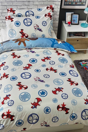 Spidey and His Amazing Friends Blue Reversible 100% Cotton Duvet Cover And Pillowcase Set