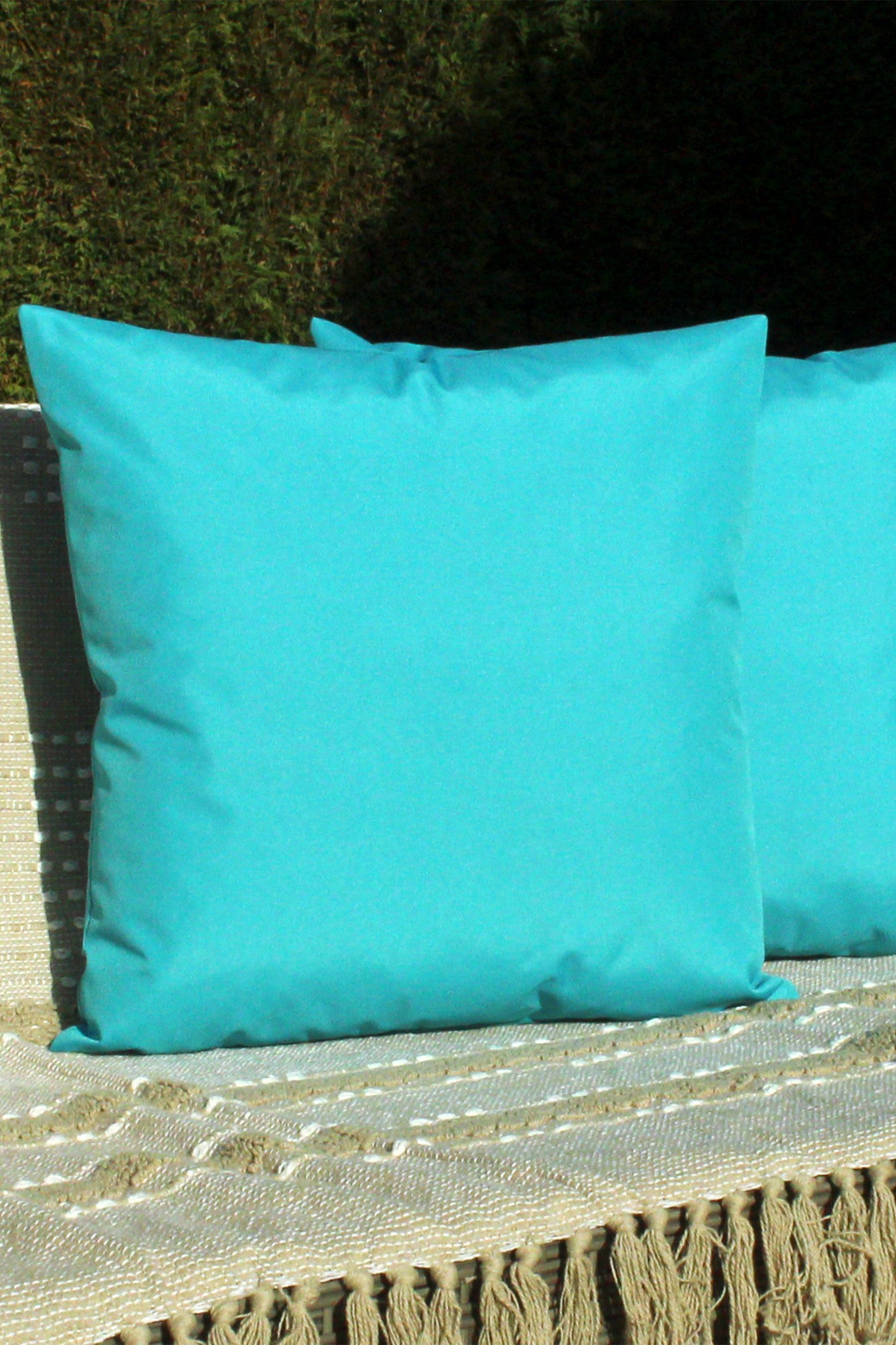 Blue outdoor shop cushions