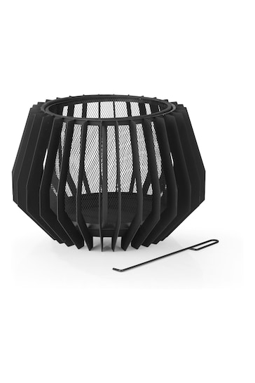 LANDMANN Black Garden Steel Black Fire Basket In Modern Design
