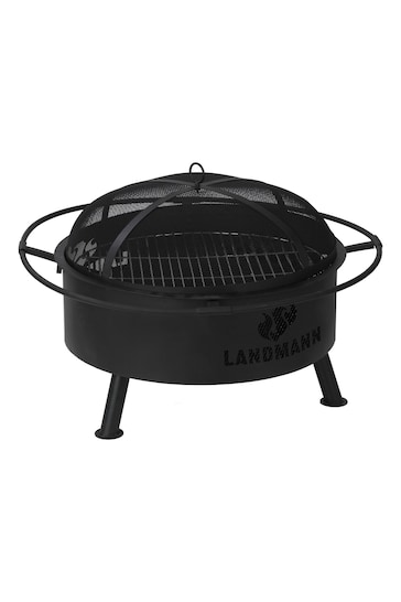 LANDMANN Black Garden 2 in 1 Steel Fire Basket And Grill With Poker