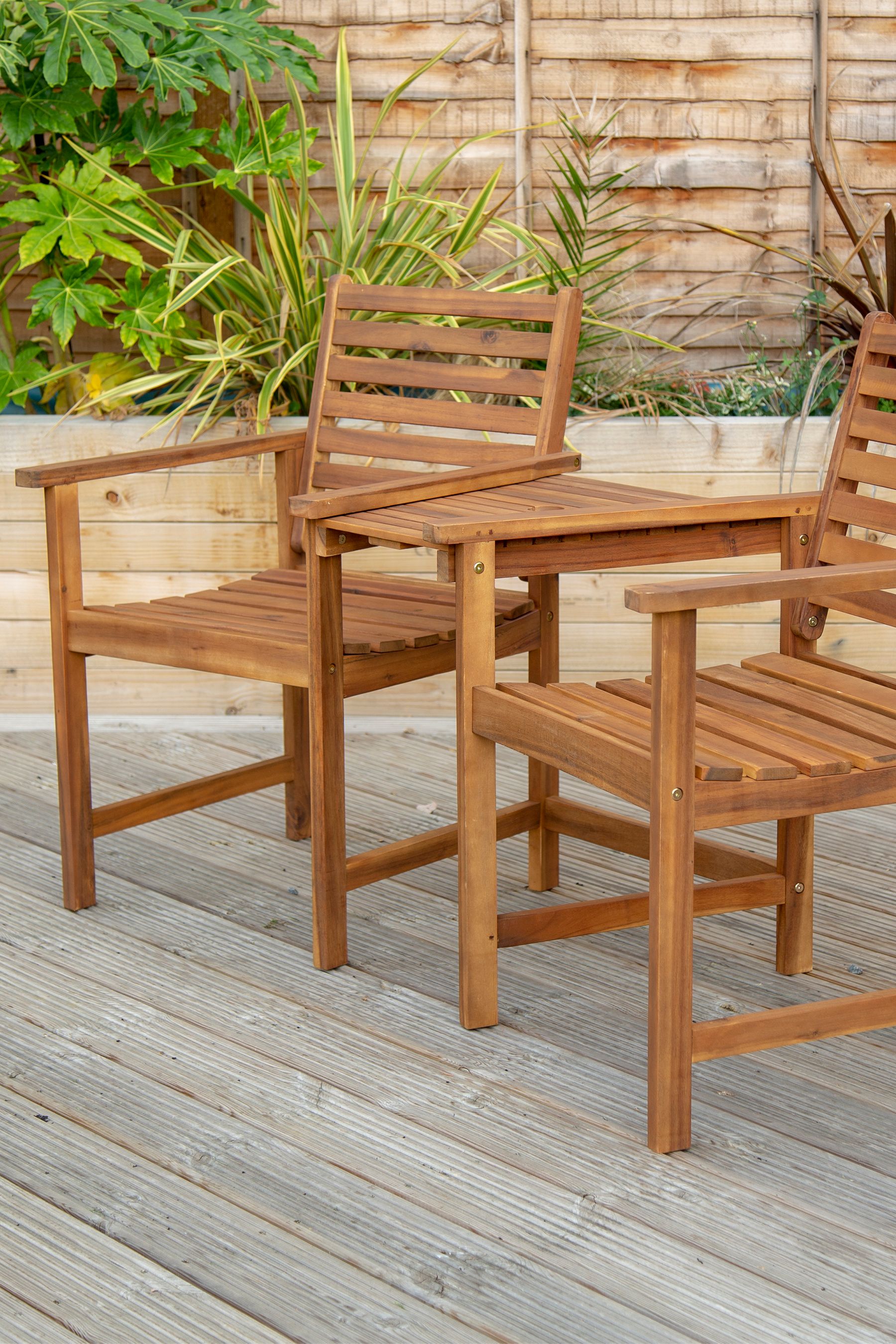 Charles bentley fsc on sale acacia wooden sun lounger