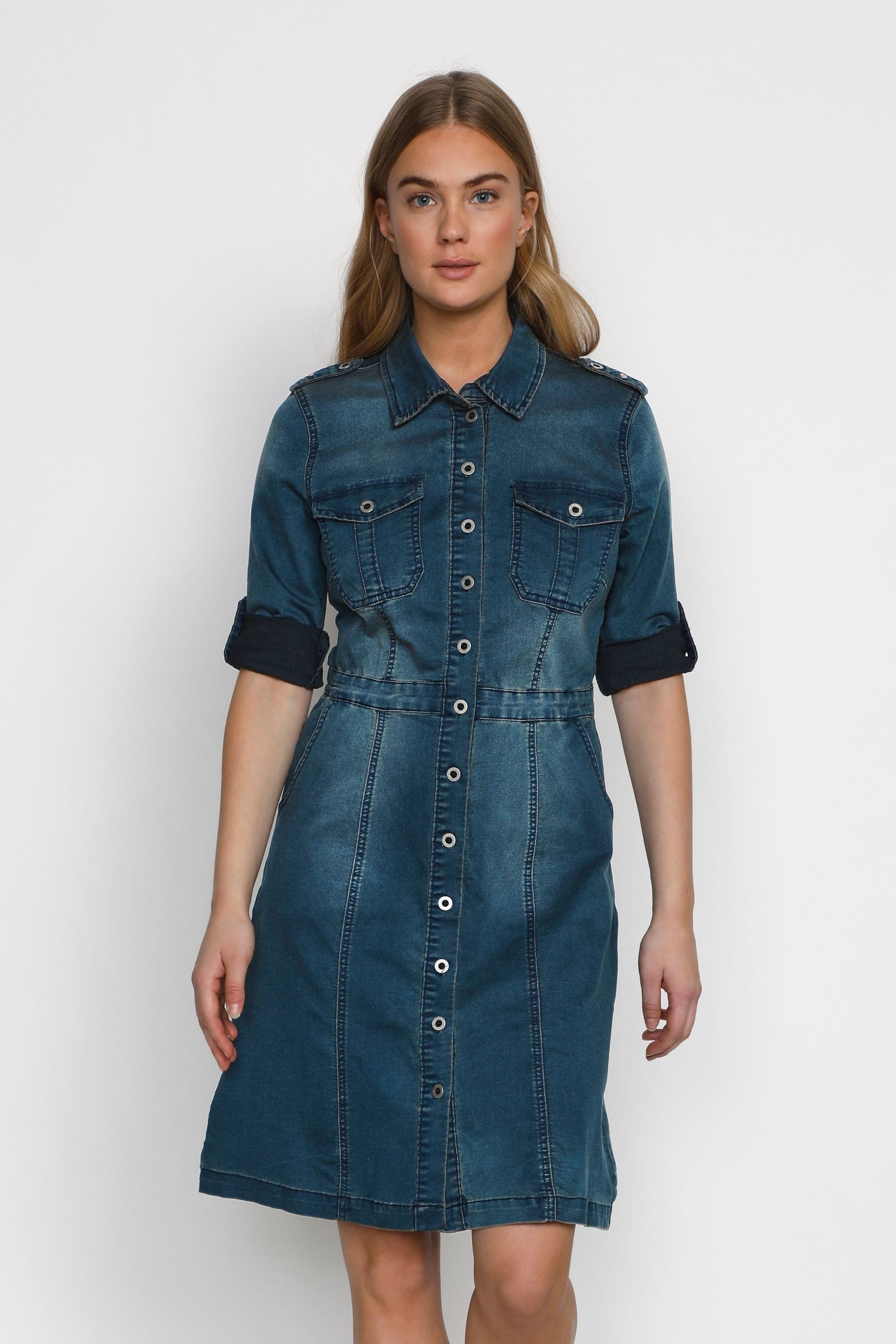 Cream denim dress hot sale