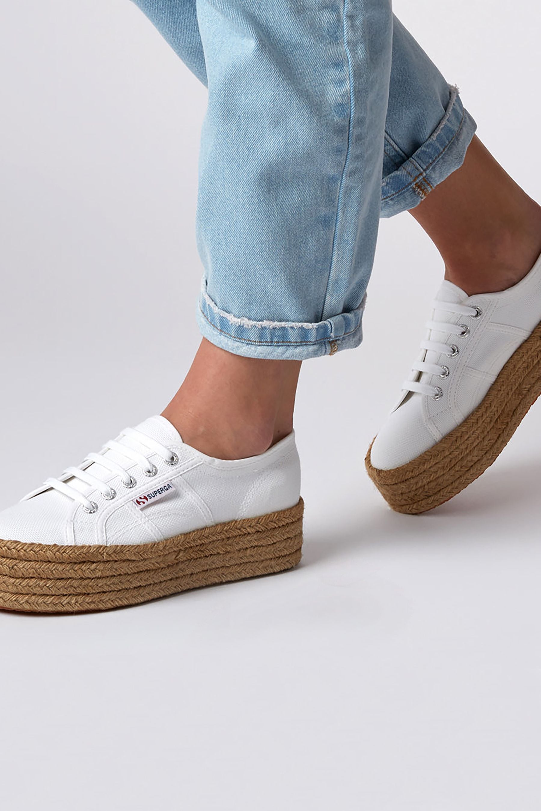 Superga 2790 espadrille flatform sneakers sale in white