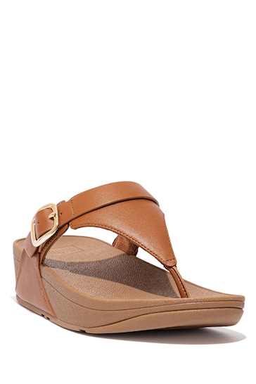 Fitflop Lulu Tan Brown Adjustable Leather Toe-Post Sandals