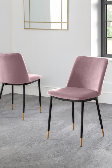 Julian Bowen Set of 2 Dusky Pink Delaunay Dining Chairs
