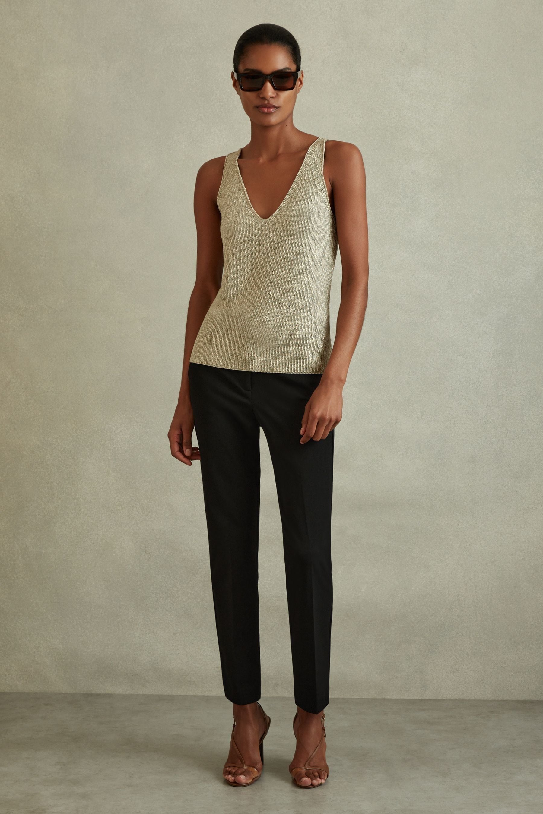 Womens fitted black trousers on sale