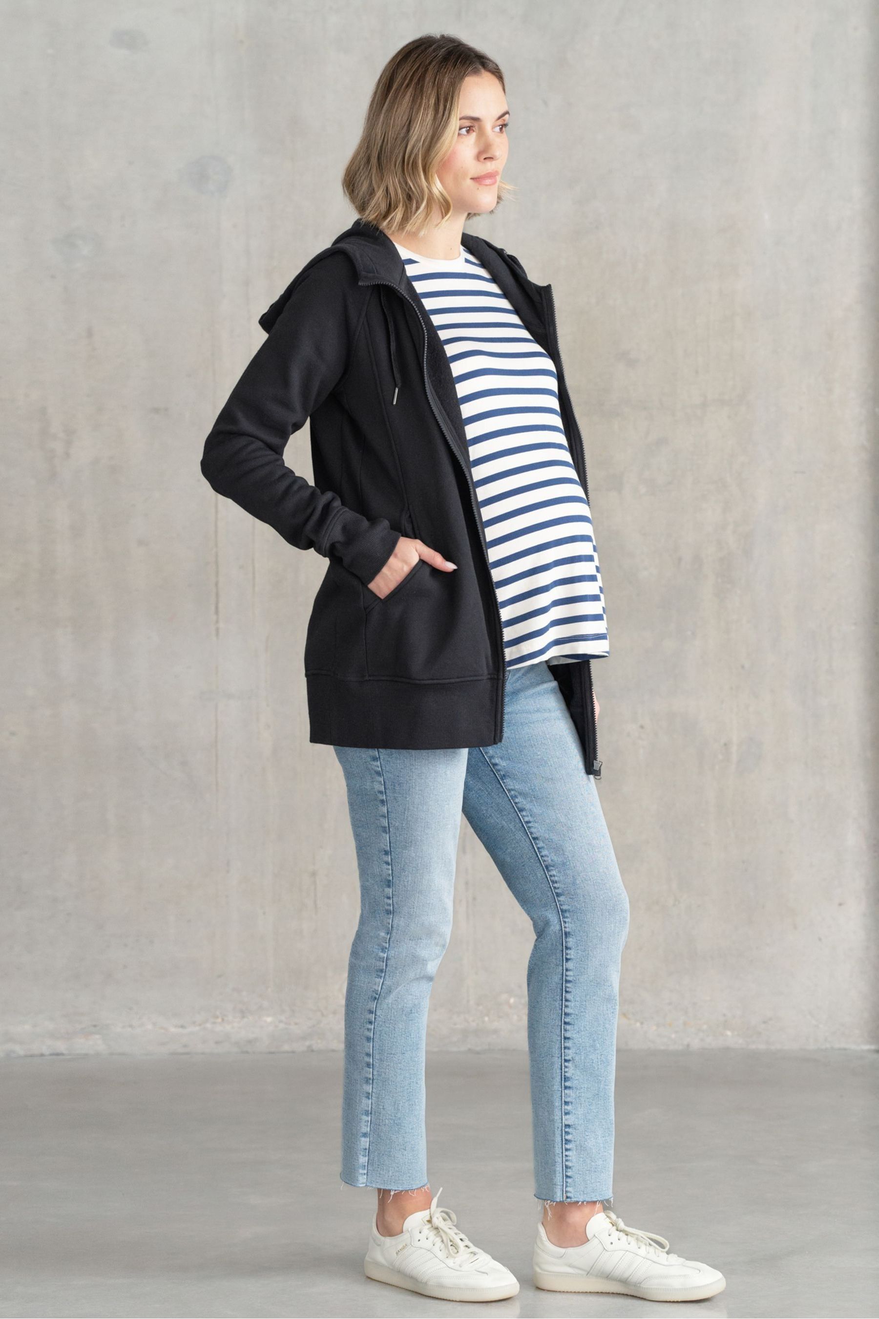 Buy Seraphine Black Cotton Blend 3 in 1 Maternity Hoodie from the