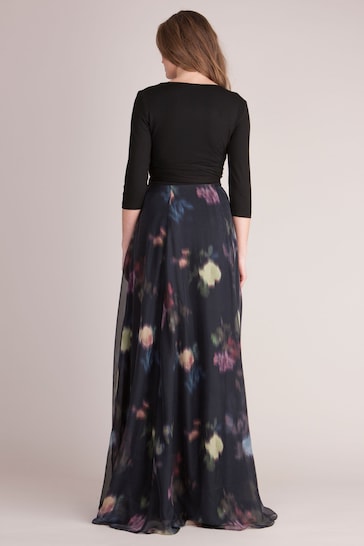 Seraphine Black Floral Wrap Maternity & Nursing Maxi Dress