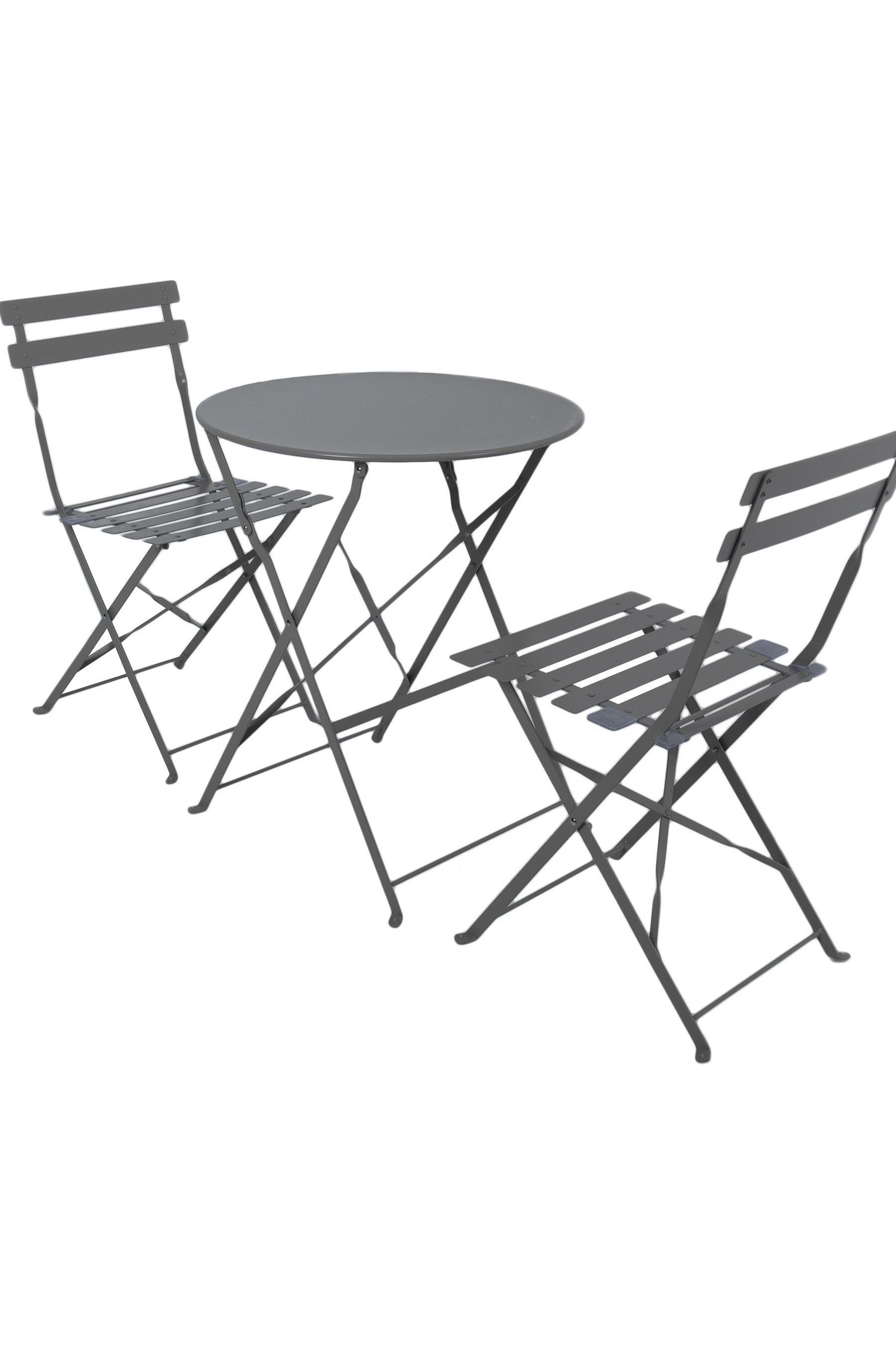 Charles bentley wrought iron bistro set grey sales