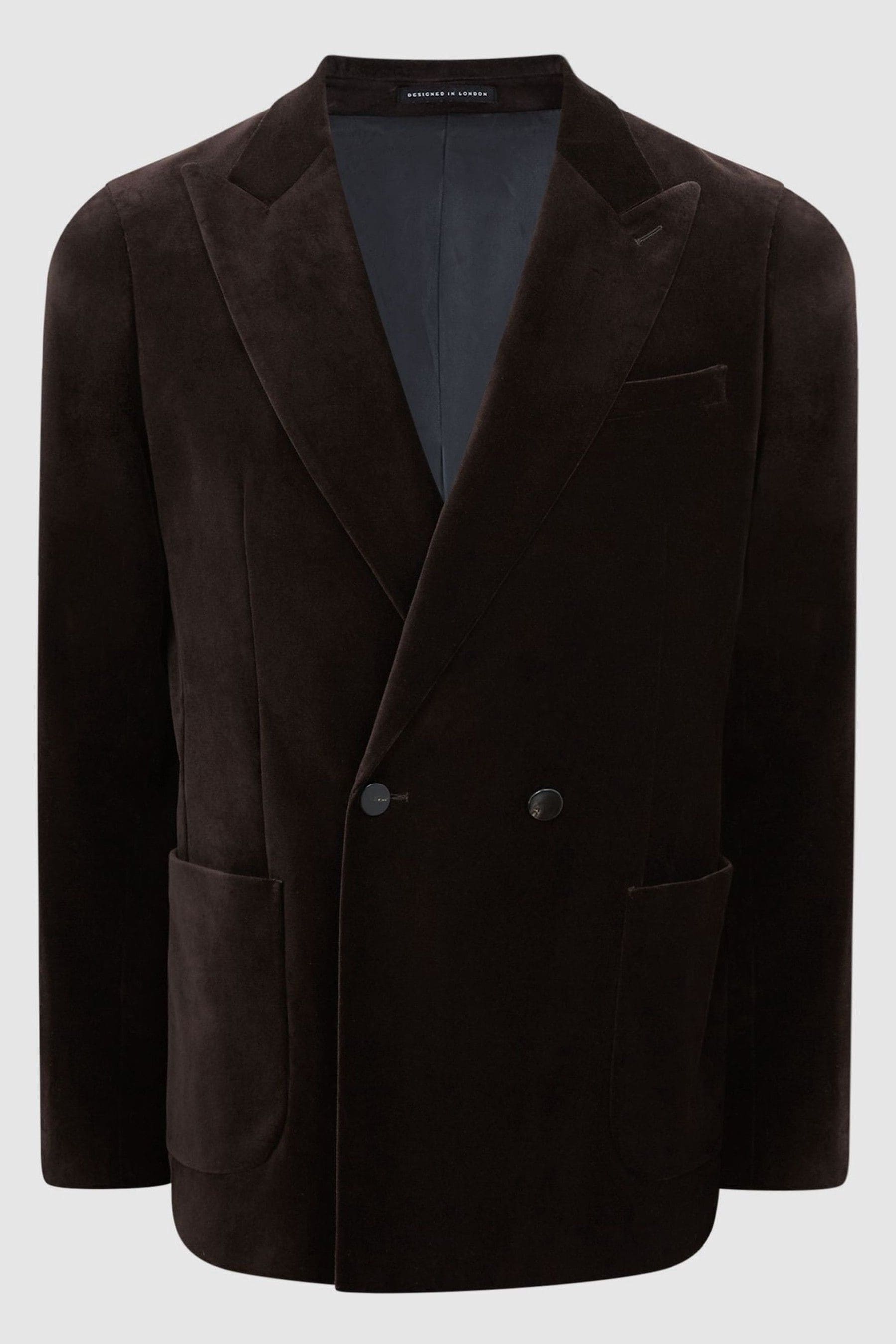 Buy Reiss Chocolate Harlequin Chocolate Double Breasted Slim Fit