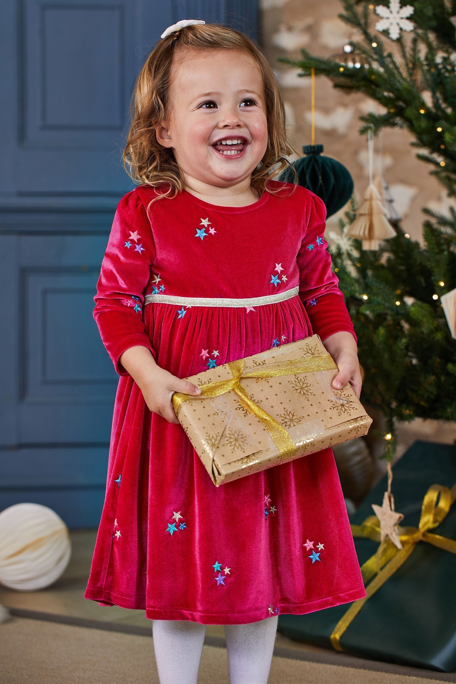 Buy JoJo Maman B b Fuchsia Girls Star Embroidered Velour Party