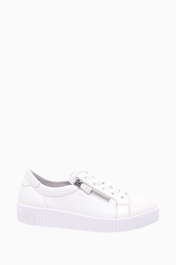 Gabor Womens White Wisdom Leather Casual Trainers