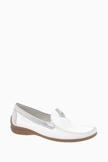 Gabor California White Leather Moccassins