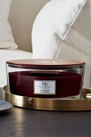 Woodwick Red Ellipse Black Cherry Scented Candle