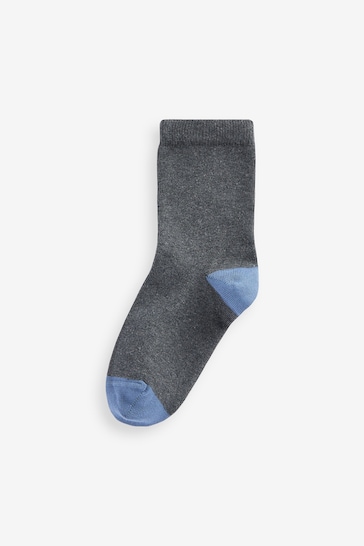 Grey with Contrast Heel and Toe Cotton Rich Socks 10 Pack