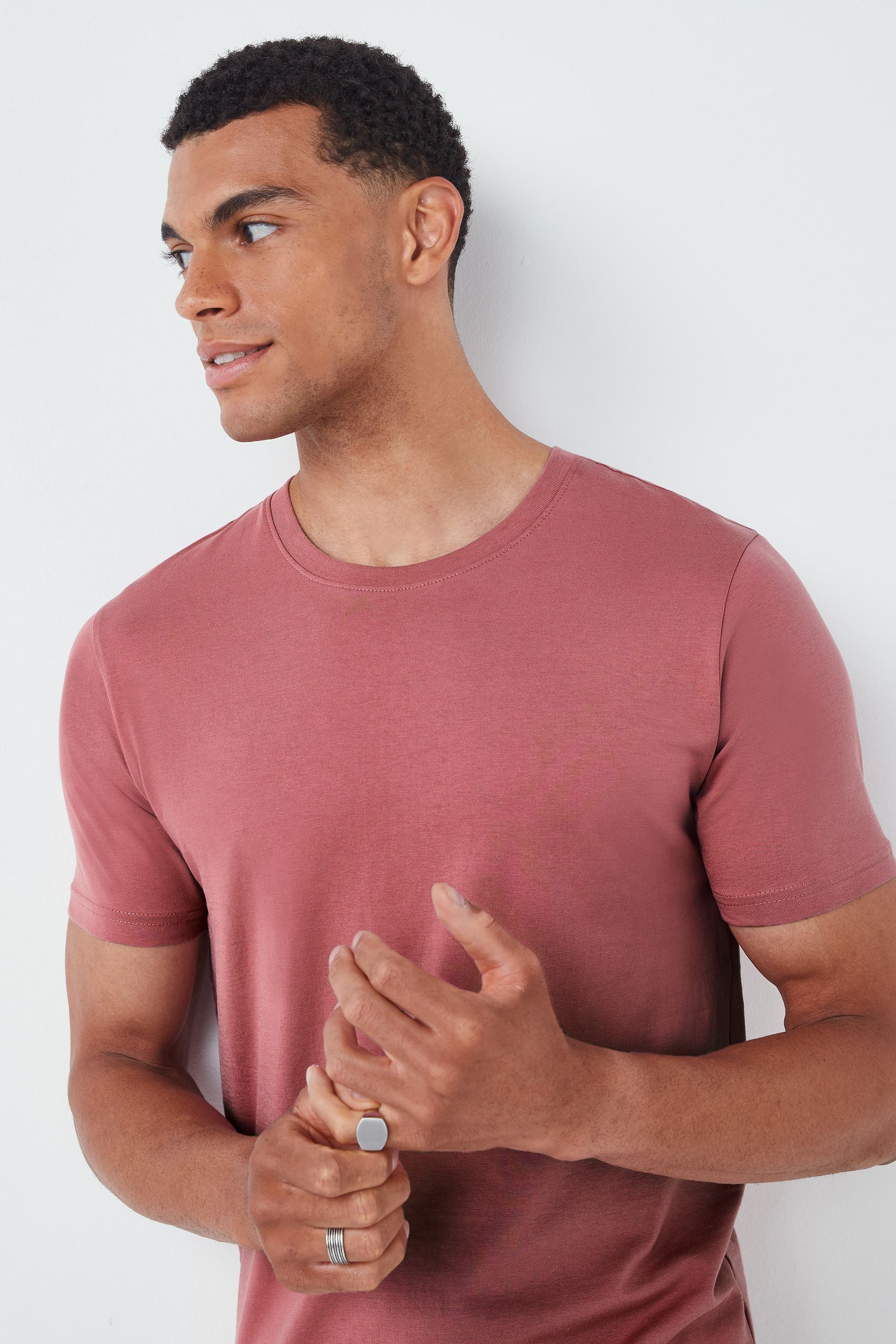 Light Pink Slim Essential Crew Neck T Shirt