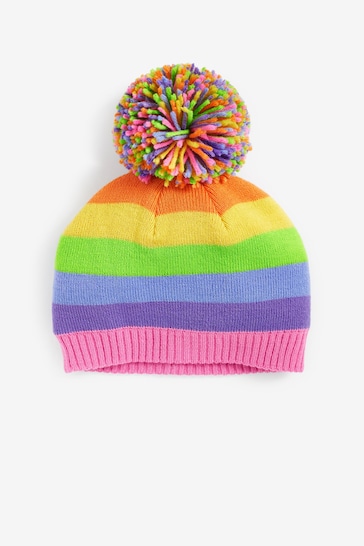 Rainbow Stripe Pom Pom Beanie Hat (3mths-6yrs)