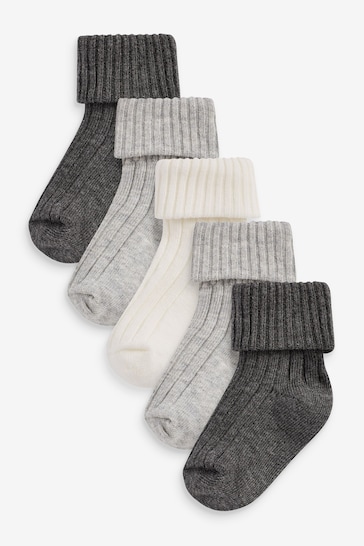 Mamas & Papas Grey Ribbed Socks 5 Pack
