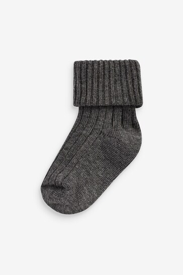 Mamas & Papas Grey Ribbed Socks 5 Pack