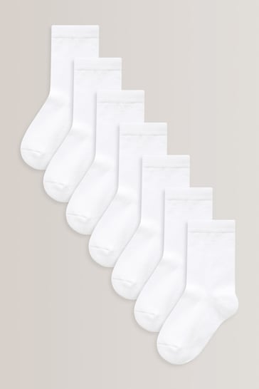 White 7 Pack Cotton Rich Socks
