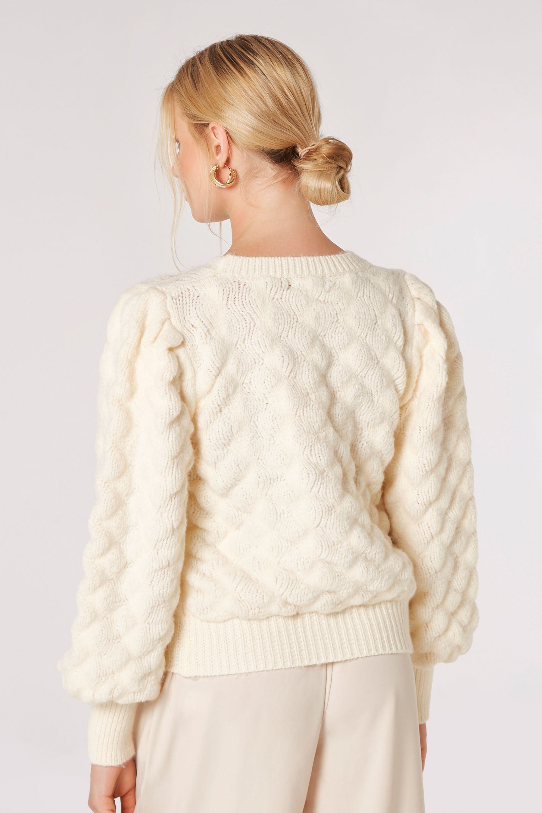 Buy Apricot Cream Bubble Pleat Sleeve Jumper from the Next UK