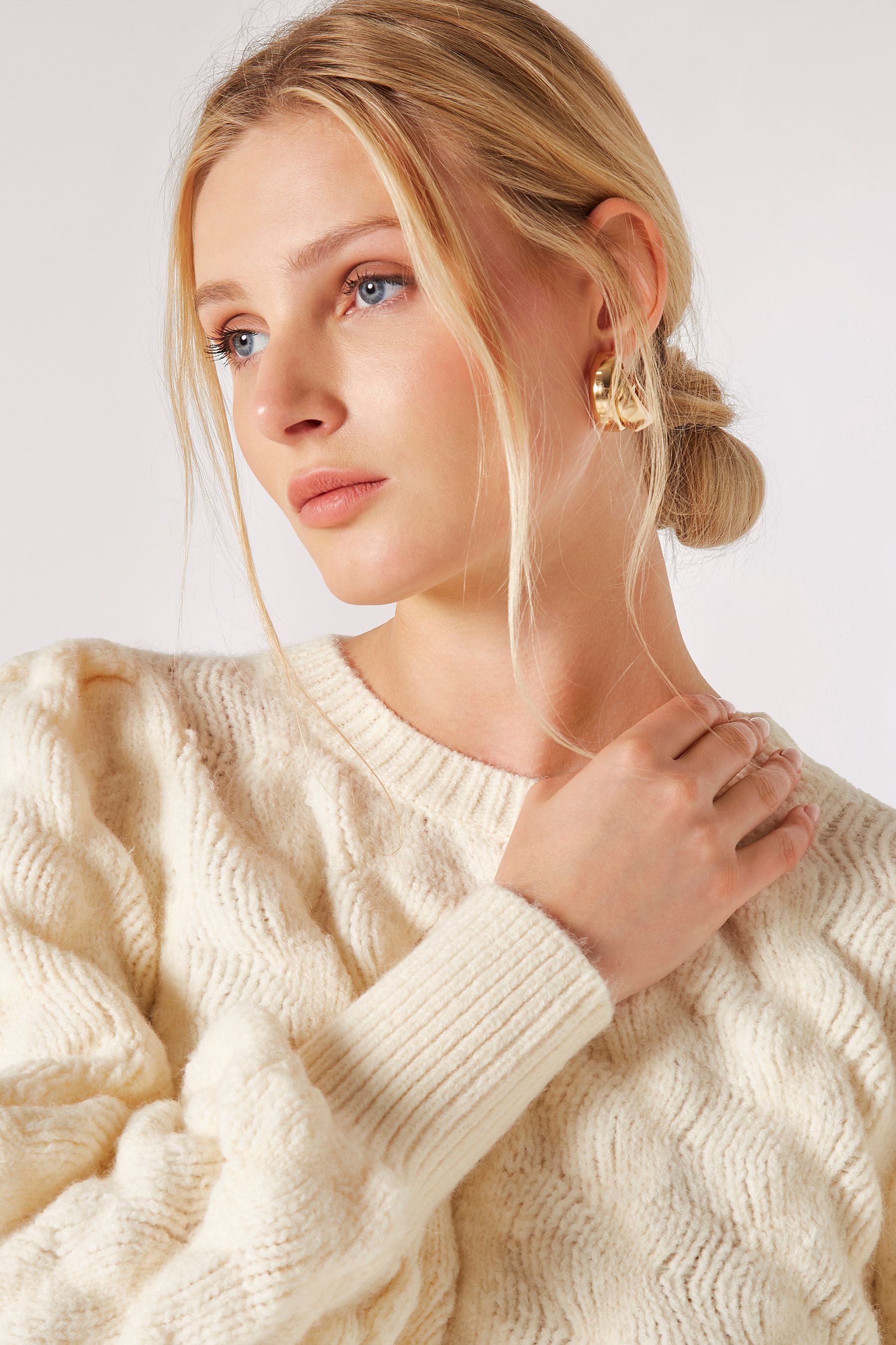 Buy Apricot Cream Bubble Pleat Sleeve Jumper from the Next UK