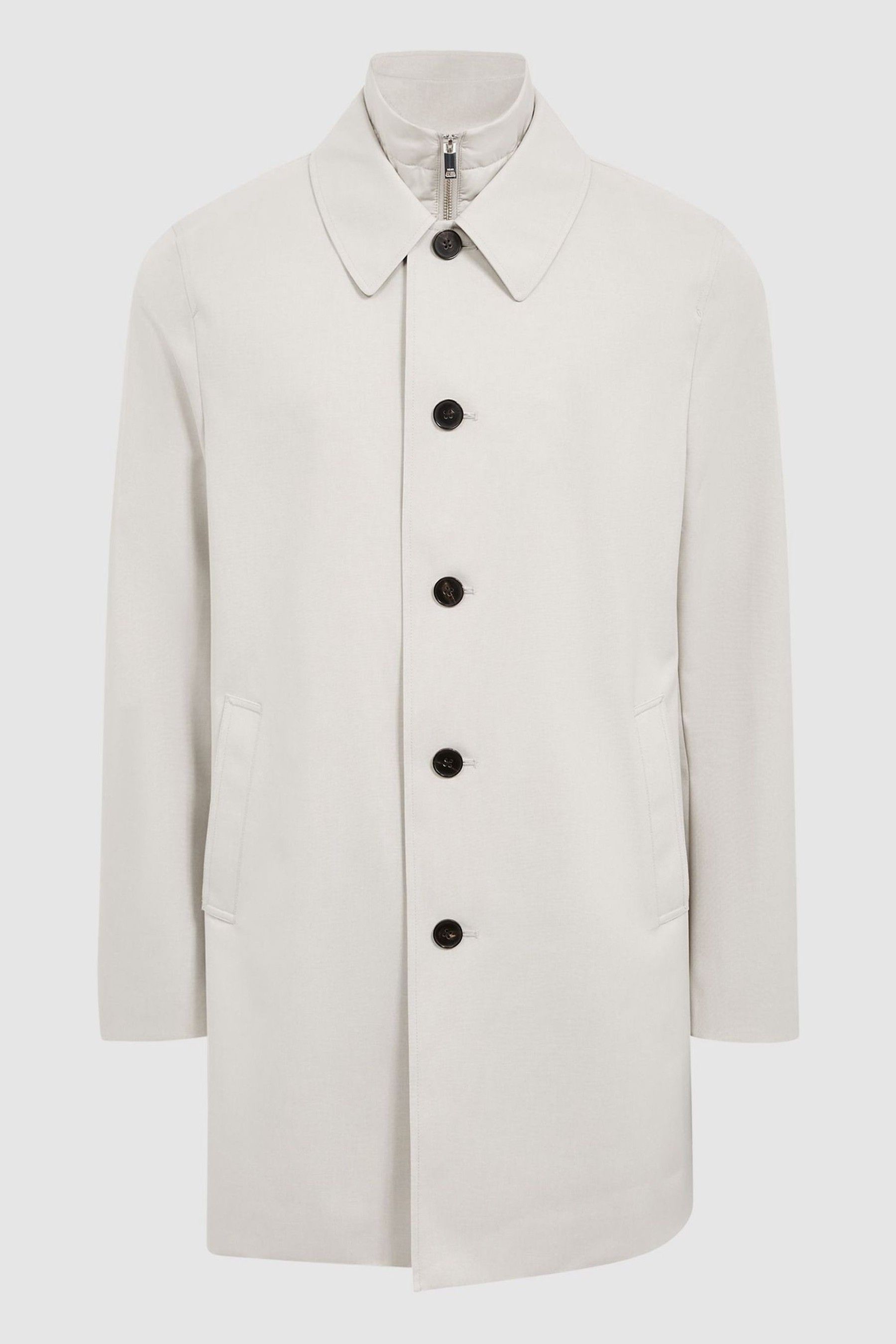 Reiss Stone Perrin Mac With Removable Zip Neck Insert