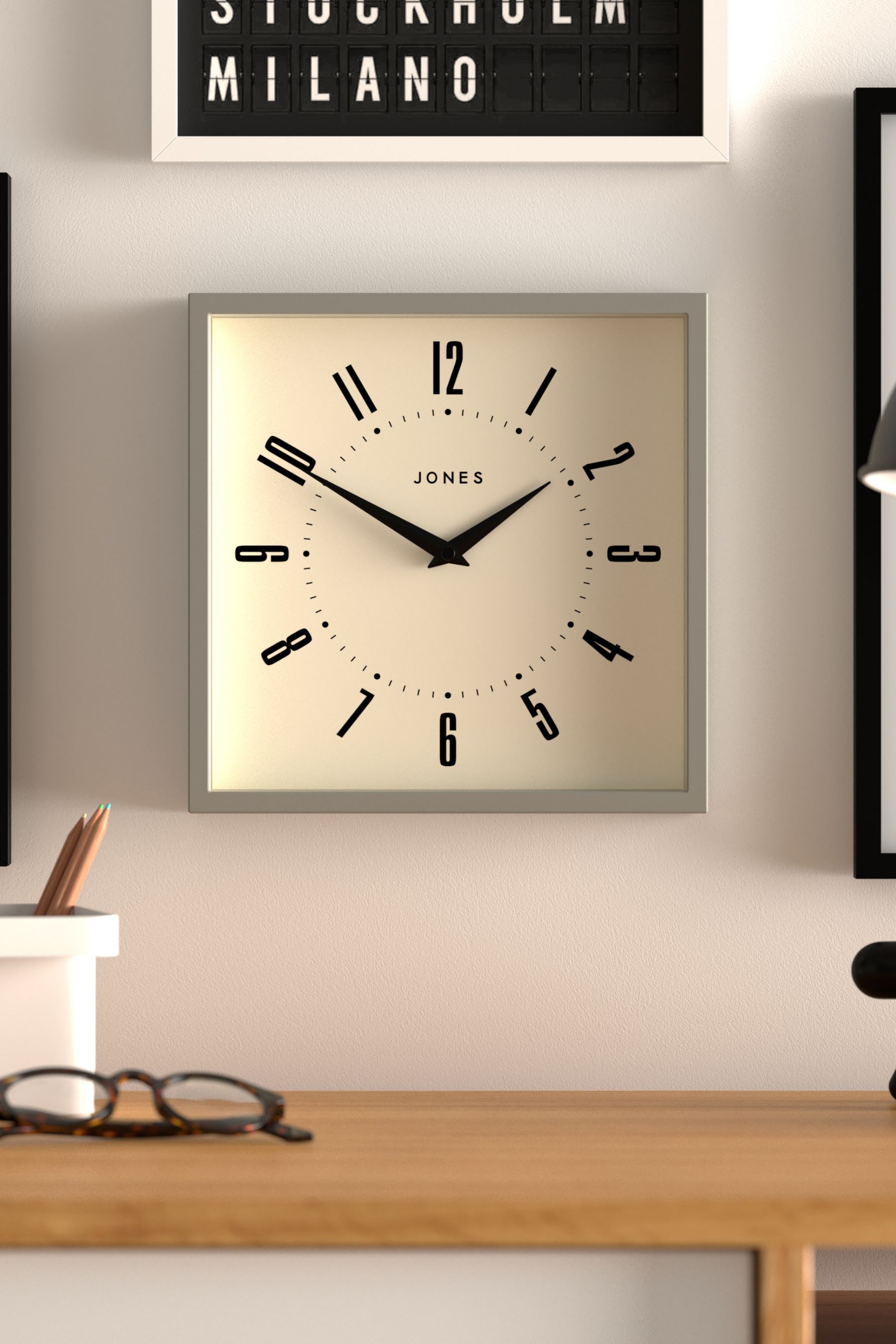 Square wall shop clock