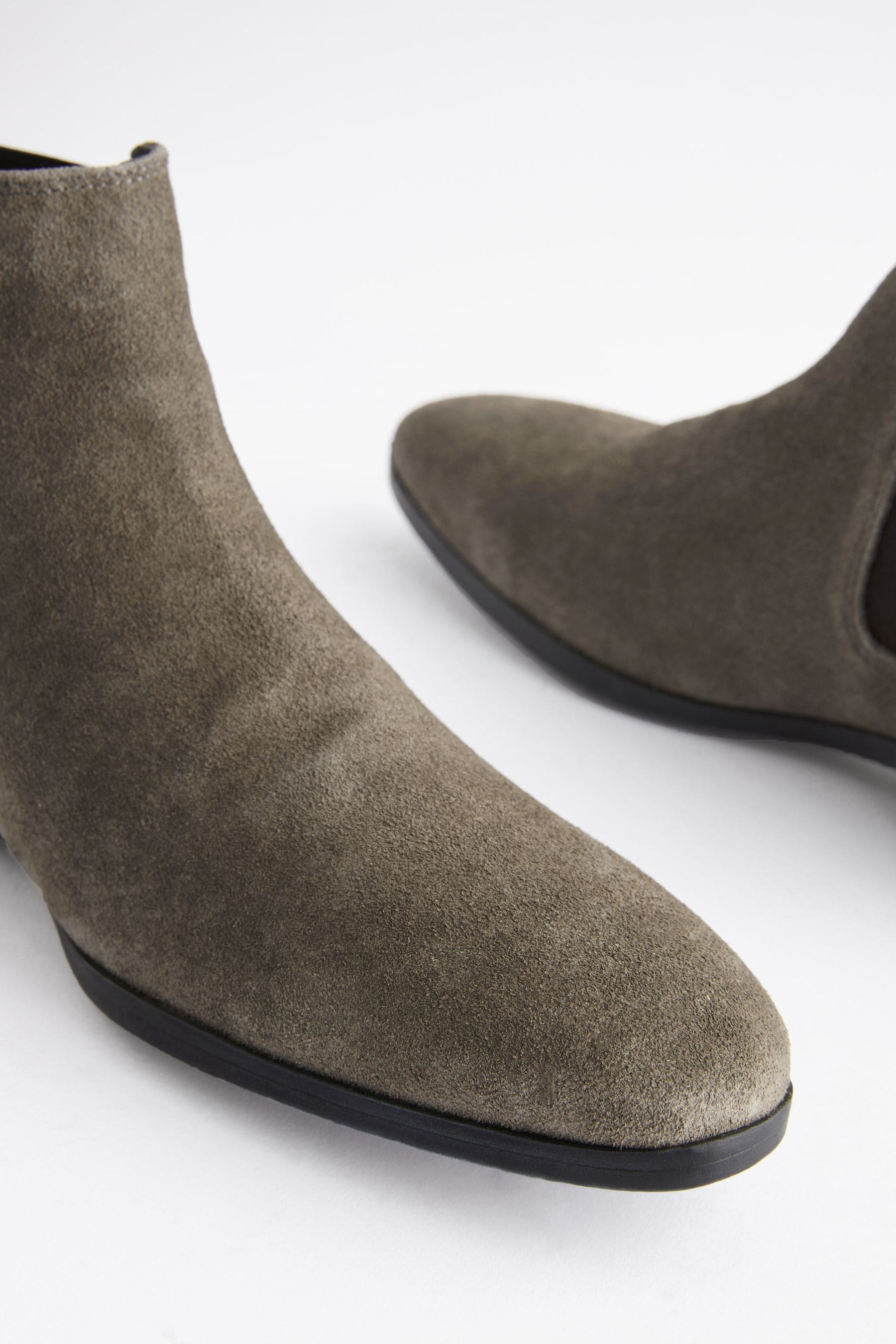 Light grey suede top chelsea boots mens