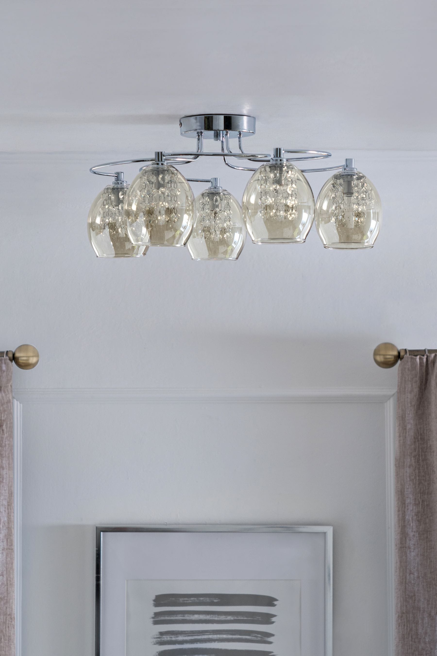 Mink Brown Bella 5 Light Flush Fitting Ceiling Light
