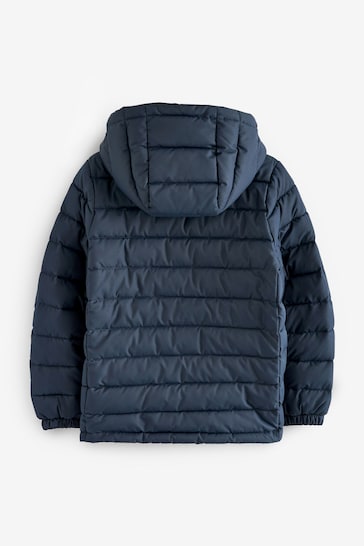 Navy Blue Quilted Midweight Hooded Jacket (3-17yrs)