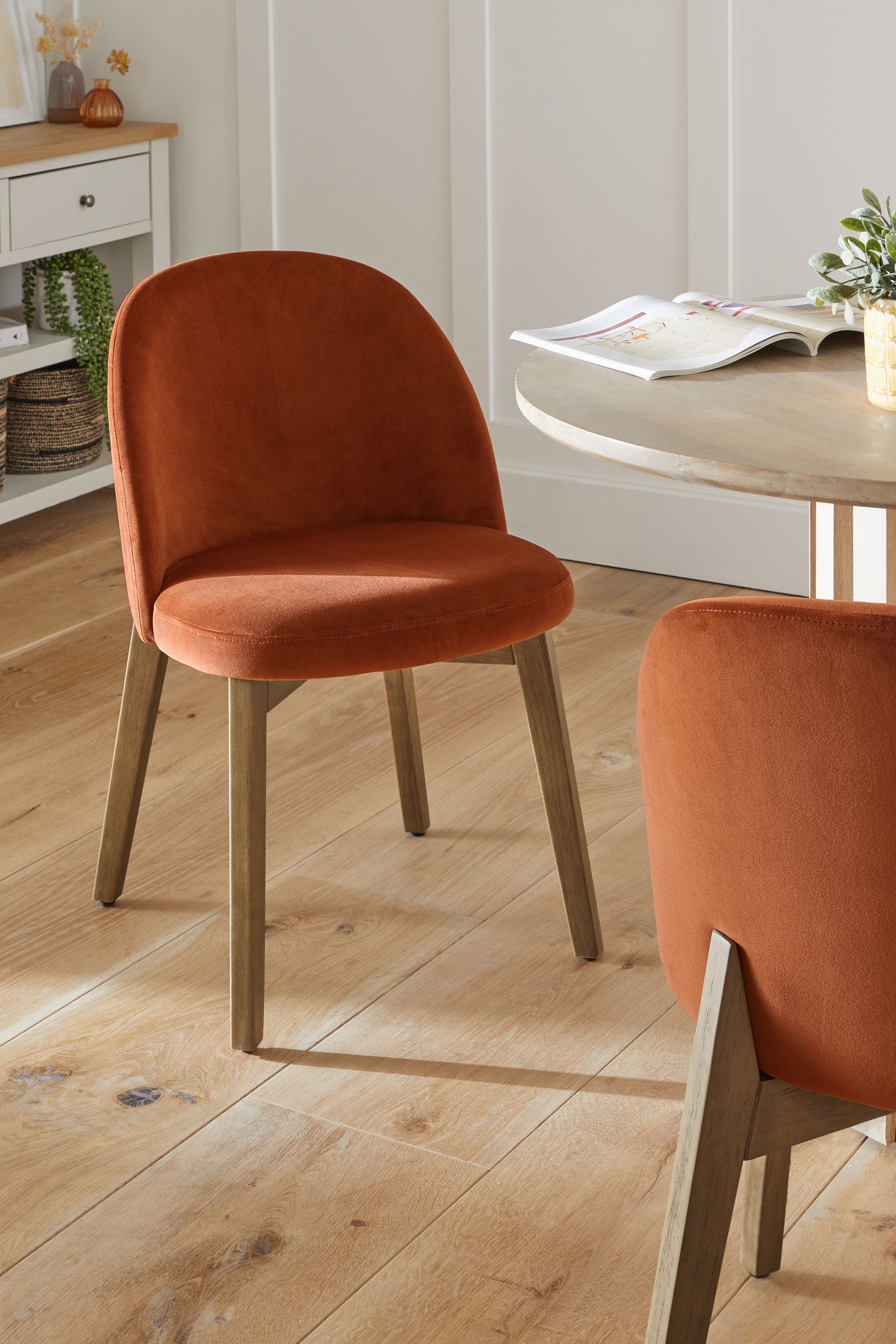 Zola dining chairs with on sale walnut effect legs