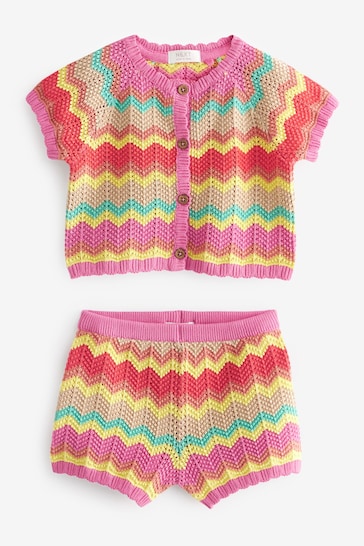 Ecru Marl Knitted Top And Short Set (3mths-7yrs)