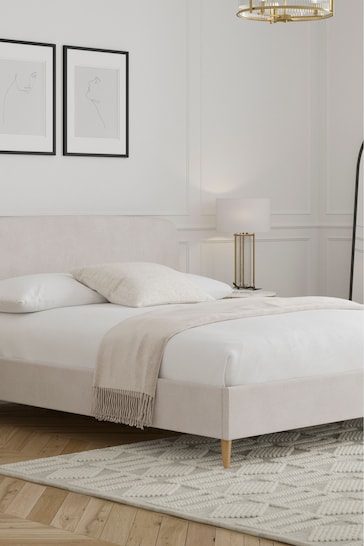 Plush Chenille Natural Oyster Matson Upholstered Bed Bed Frame